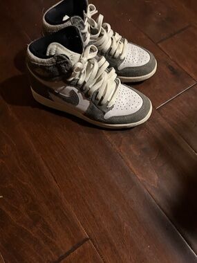 Nike Kids High-Top Sneakers in White and Gray